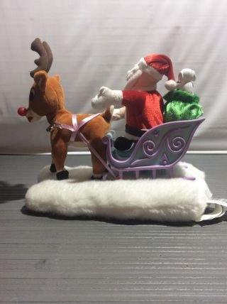 Gemmy RUDOLPH THE RED NOSED REINDEER SANTA AND SLEIGH FIGURE 3