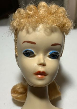 Vintage Barbie 3 Blonde Ponytail - Blue Eyeshadow All W/round Stand