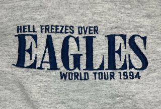 Eagles Hell Freezes Over World Tour 1994 Embroidered Sweat Shirt Adult Xl Gray