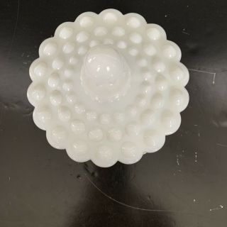 Vintage Fenton Milk Glass White Hobnail Candy Dish with Lid 3883 5” 3