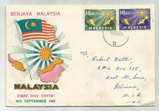Malaysia Borneo 1963 Federation On Private Fdc,  Sent Frm To Singapore To Usa