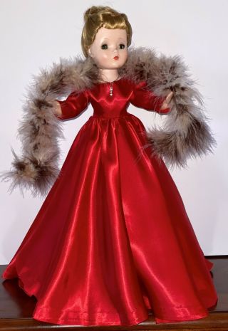Vintage Madame Alexander Cissy In Red Satin Ballgown - 3