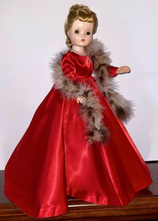 Vintage Madame Alexander Cissy In Red Satin Ballgown - 6