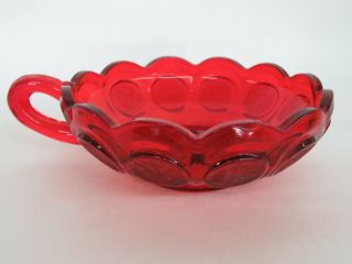 Fostoria Coin Glass Ruby Red Vintage Candy Nut Dish With Handle 335b