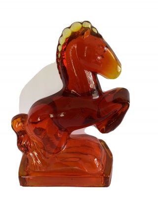 Mid - Century L E Smith Amberina Glass Horse Bookend