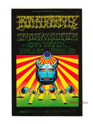 Fillmore Bg - 141 Postcard Iron Butterfly 1968 Wes Wilson Victor Moscoso Vg