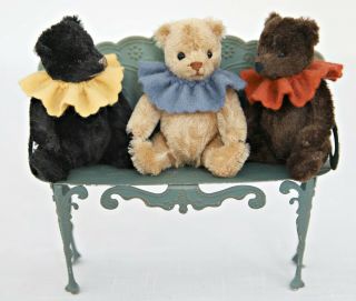 Set Of 3,  4 " Limited Edition Bears By R.  John Wright Made In 2003