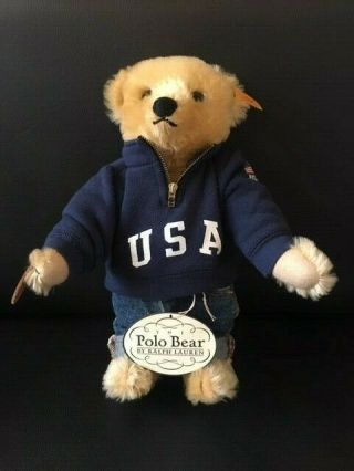 Vintage Steiff 1993 Ltd.  Ed.  Ralph Lauren Polo Varsity Growler Bear 650581