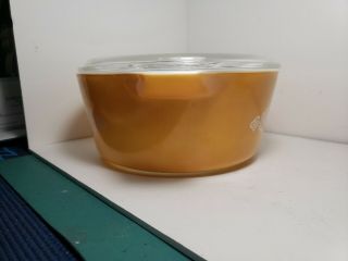 Vintage Corning Pyrex 475 - B Butterfly Gold 2 1/2qt Casserole bowl with lid. 3