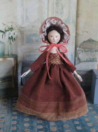 6 " Antique Style Early Queen Anne Georgian Hand Carved Wood Doll Hitty Artists