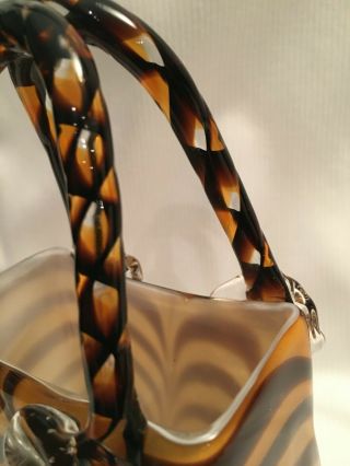 Block Crystal Mouth Blown Elizabeth Decorative Tiger Stripe Glass Handbag /Vase 3