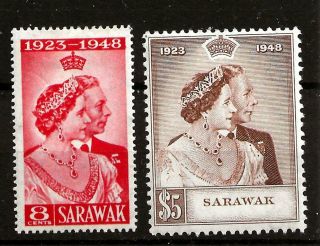Sarawak (z187) George V1 1948 Royal Silver Wedding Full Set To $5.  00 Mm / Mh