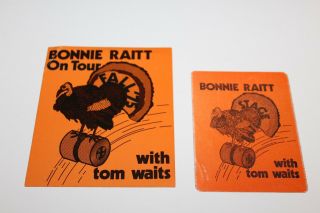 Bonnie Raitt Tom Waits - Backstage Pass,  Promo Sticker 1975 Postage 1