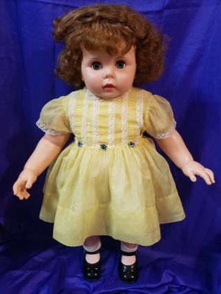 Vintage Ideal Penny Playpal Doll 32 " Dress Auburn Red Hair