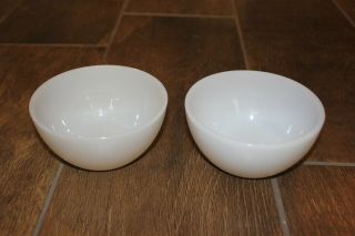 Vintage Pair Federal Milk Glass White Heat Proof 5 " Bowls Pretty Ready To Use