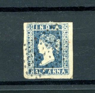 India 1854 Half Anna Blue,  Die I,  Sg 2/5 Fine - (j122)