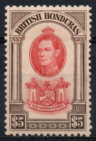 British Honduras 1938 $5 Scarlet & Brown Sg 161 Mm
