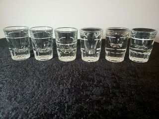 Vintage 6 Shot Glasses,  6 Different Graduated Shot Amounts,  Rare Collectable Set