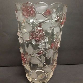 Mikasa Vintage Bella Rose 9 " Crystal Vase/raised Pink.