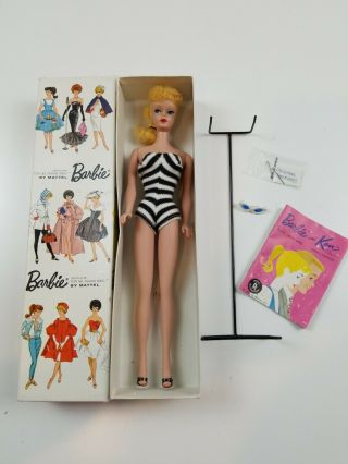Vintage 1960 Barbie 4 Blonde Ponytail Bathing Suit 850 Box Accessories Japan