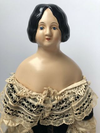 Antique German Papier - Mache Shoulder Head Milliner’s Model Doll With Bun