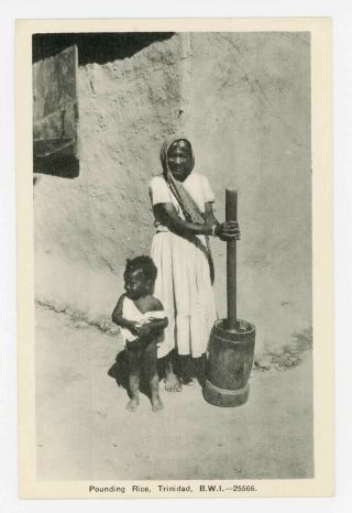 Trinidad & Tobago 1930 Peco Postcard - Pounding Rice