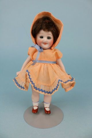 7 " Antique All Bisque Doll Germany Sleep Eyes Open/closed Mouth Painted Shoes