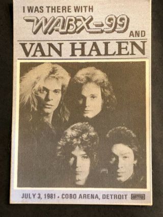 Van Halen Souvenir Pass Detroit Cobo Arena 7/3/81 Fair Warning " Wabx Otto Eddie