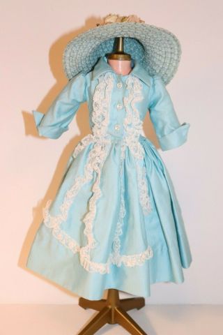 Madame Alexander Tagged Cissy Doll Aqua Lace Apron Front Dress Slip Hat1957 3