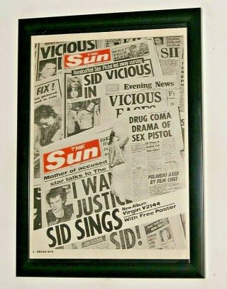 Sid Vicious Framed A4 1979 `sid Sings` Album Band Promo Rare Poster
