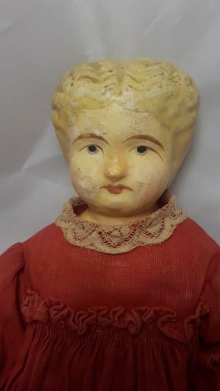 German Paper Mache Shoulder Head Doll Greiner ' s ? Circa 1850 ' s 12.  5 