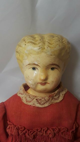 German Paper Mache Shoulder Head Doll Greiner ' s ? Circa 1850 ' s 12.  5 