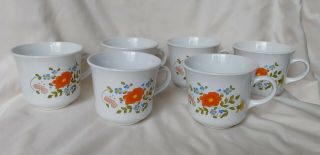 Set Of 6 Vintage Corning Ware Corelle Wildflower Pattern Coffee/tea Cups Mugs