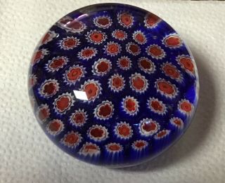 Vintage Millefiori Paperweight Red,  White,  Blue - 3”seapoot Group