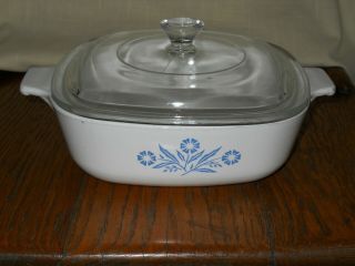 Vintage Corning Ware Casserole Baking Dish W/ Lid Blue Cornflower 1 Qt - P - 1 - B