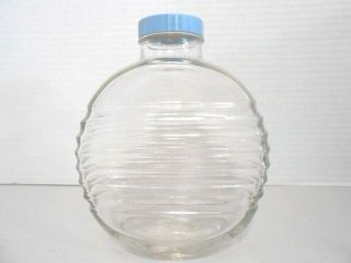 Vintage Anchor Hocking Glass Disc Refrigerator Water Bottle With Ge Lid - Ex