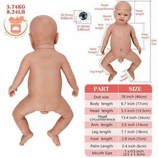 Vollence 18 inch Full Silicone Realistic Baby DollNot Vinyl Material DollsRea. 2