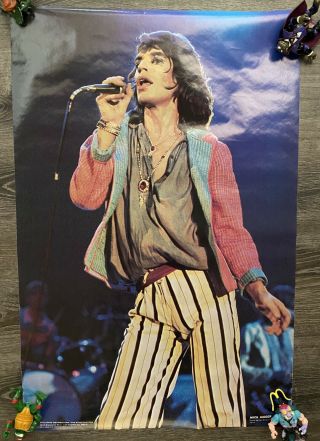 The Rolling Stones Mick Jagger 1977 Vintage Music Poster 70s