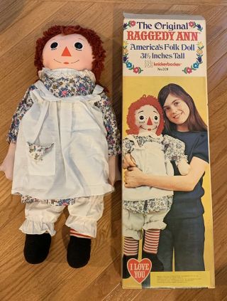 31 1/2” Vintage Knickerbocker Raggedy Ann Cloth Doll - 1970 