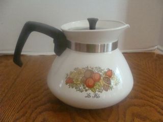 Vtg Corning Ware P - 104 Spice Of Life " Le The ",  6 Cup Tea Pot With Lid