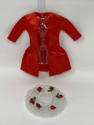 Vintage Barbie Clothes Doll Outfit 1664 Shimmering Magic Red Satin Coat & Hat