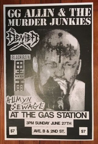 G.  G.  Allin & The Murder Junkies Last Show Flyer 11x17 Gas Station 1993 B