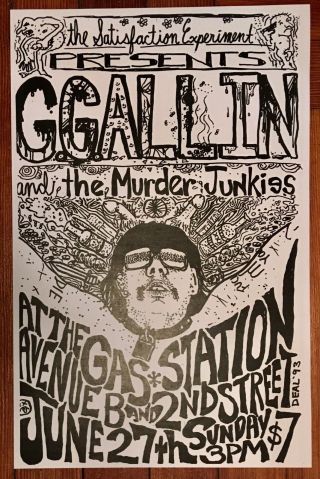 G.  G.  Allin & The Murder Junkies Last Show Flyer 11x17 Gas Station 1993 A