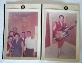 2 Photos Of Little Jimmy Dickens Color W/group Nudie Suit Unpublished Vintage