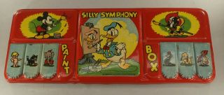 Vintage Walt Disney Silly Symphony Paint Box 9 1/2 " X 4 " Mickey Donald