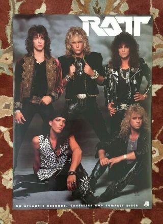 Ratt On Atlantic Records Rare Promotional Poster From 1988
