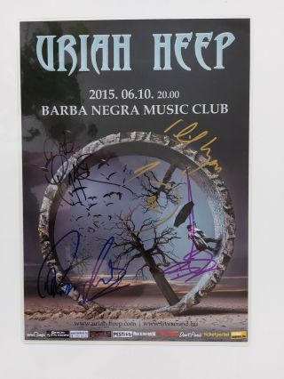 Signed Uriah Heep Mini Poster (size A4 30 X 21 Cm) Tour 2015 Budapest Show