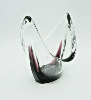 Vintage Murano Freeform Art Glass Bowl Centrepiece with Purple.  RARE 3