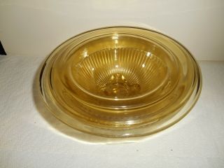 Vintage Set Of 3 Amber Depression Glass Mixing Bowls By Federal Glass
