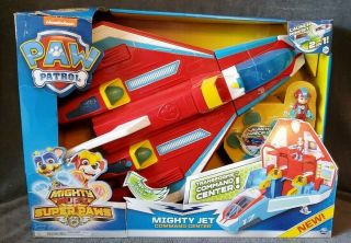 Paw Patrol,  2 - In - 1 Transforming Mighty Pups Jet Command Center W/lights & Sound